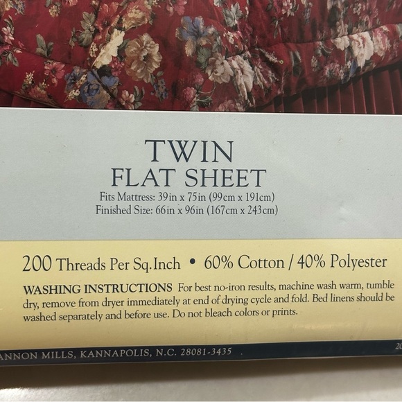 Vintage Twin Flat Sheet Cotten Blend Floral Select Edition 200 Thread Count NEW - Picture 6 of 11